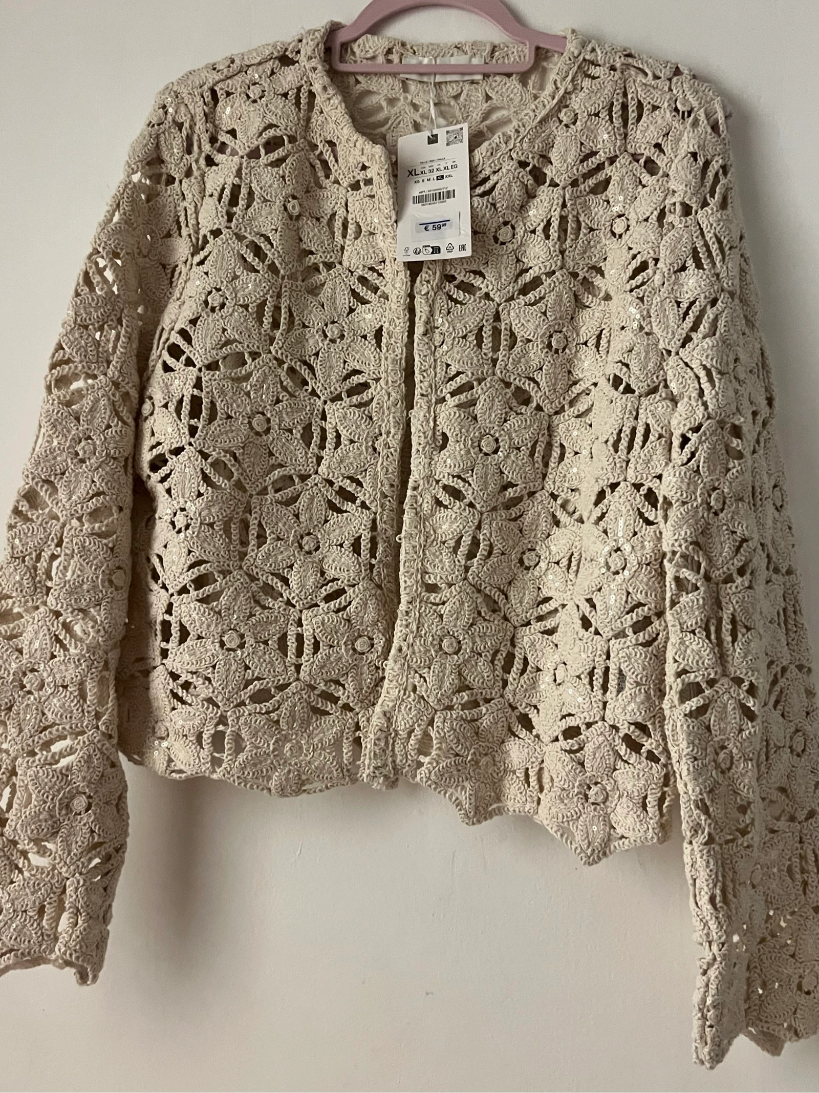 🤍 Gilet / Chaqueta Zara de Ganchillo Floral Beige Nuevo con Etiqueta 🤍 – photo 3